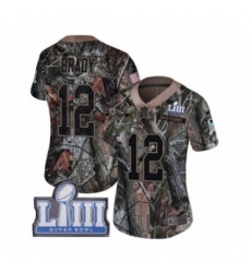 Women's Nike New England Patriots #12 Tom Brady Camo Rush Realtree Limited Super Bowl LIII Bound NFL Jersey