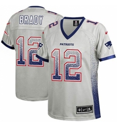 Women's Nike New England Patriots #12 Tom Brady Elite Grey Drift Fashion NFL Jersey