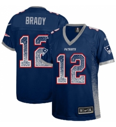 Women's Nike New England Patriots #12 Tom Brady Elite Navy Blue Drift Fashion NFL Jersey