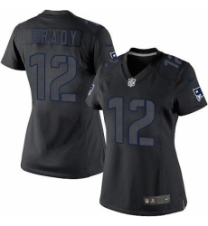 Women's Nike New England Patriots #12 Tom Brady Limited Black Impact NFL Jersey