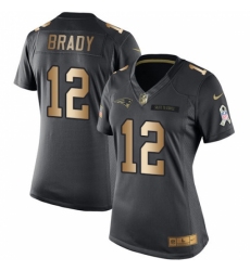 Women's Nike New England Patriots #12 Tom Brady Limited Black/Gold Salute to Service NFL Jersey