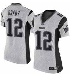 Women's Nike New England Patriots #12 Tom Brady Limited Gray Gridiron II NFL Jersey