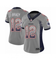Women's Nike New England Patriots #12 Tom Brady Limited Gray Rush Drift Fashion NFL Jersey