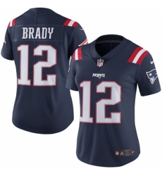 Women's Nike New England Patriots #12 Tom Brady Limited Navy Blue Rush Vapor Untouchable NFL Jersey