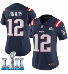 Women's Nike New England Patriots #12 Tom Brady Limited Navy Blue Rush Vapor Untouchable Super Bowl LII NFL Jersey