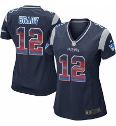Women's Nike New England Patriots #12 Tom Brady Limited Navy Blue Strobe NFL Jersey