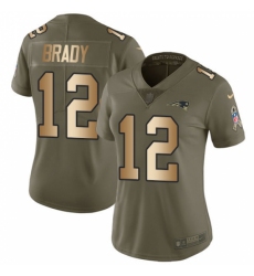 Women's Nike New England Patriots #12 Tom Brady Limited Olive/Gold 2017 Salute to Service NFL Jersey