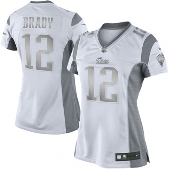Women's Nike New England Patriots #12 Tom Brady Limited White Platinum NFL Jersey Women's Nike New England Patriots #12 Tom Brady Limited White Platinum NFL Jersey