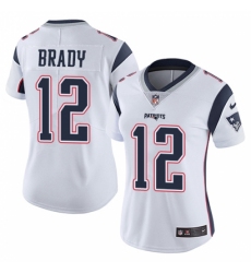 Women's Nike New England Patriots #12 Tom Brady White Vapor Untouchable Limited Player NFL Jersey