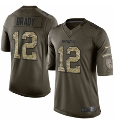 Youth Nike New England Patriots #12 Tom Brady Elite Green Salute to Service NFL Jersey