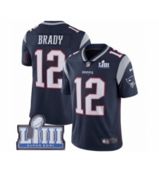 Youth Nike New England Patriots #12 Tom Brady Navy Blue Team Color Vapor Untouchable Limited Player Super Bowl LIII Bound NFL Jersey