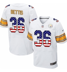 Men's Nike Pittsburgh Steelers #36 Jerome Bettis Elite White Road USA Flag Fashion NFL Jersey
