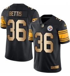 Men's Nike Pittsburgh Steelers #36 Jerome Bettis Limited Black/Gold Rush Vapor Untouchable NFL Jersey