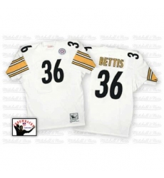 Mitchell And Ness Pittsburgh Steelers #36 Jerome Bettis White Authentic Throwback NFL Jersey