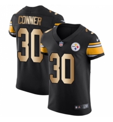 Men's Nike Pittsburgh Steelers #30 James Conner Elite Black/Gold Team Color NFL Jersey