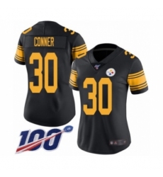 Women's Pittsburgh Steelers #30 James Conner Limited Black Rush Vapor Untouchable 100th Season Football Jersey