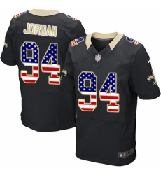 Men's Nike New Orleans Saints #94 Cameron Jordan Elite Black Home USA Flag Fashion NFL Jersey