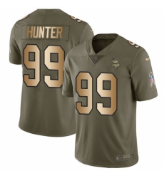 Youth Nike Minnesota Vikings #99 Danielle Hunter Limited Olive/Gold 2017 Salute to Service NFL Jersey