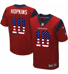 Men's Nike Houston Texans #10 DeAndre Hopkins Elite Red Alternate USA Flag Fashion NFL Jersey