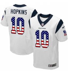 Men's Nike Houston Texans #10 DeAndre Hopkins Elite White Road USA Flag Fashion NFL Jersey