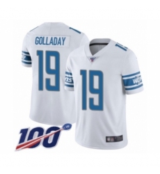 Men's Detroit Lions #19 Kenny Golladay White Vapor Untouchable Limited Player 100th Season Football Jersey