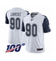Men's Dallas Cowboys #90 DeMarcus Lawrence Limited White Rush Vapor Untouchable 100th Season Football Jersey