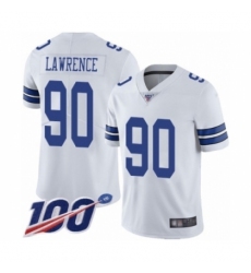 Men's Dallas Cowboys #90 DeMarcus Lawrence White Vapor Untouchable Limited Player 100th Season Football Jersey