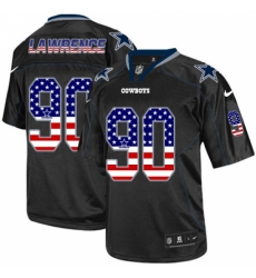 Men's Nike Dallas Cowboys #90 Demarcus Lawrence Elite Black USA Flag Fashion NFL Jersey