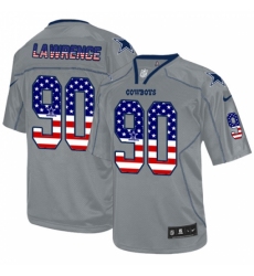 Men's Nike Dallas Cowboys #90 Demarcus Lawrence Elite Grey USA Flag Fashion NFL Jersey