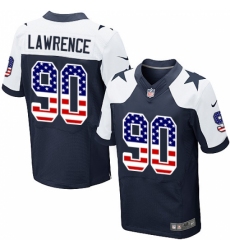 Men's Nike Dallas Cowboys #90 Demarcus Lawrence Elite Navy Blue Alternate USA Flag Fashion NFL Jersey