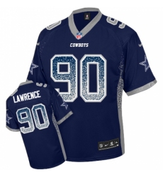 Men's Nike Dallas Cowboys #90 Demarcus Lawrence Elite Navy Blue Drift Fashion NFL Jersey