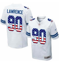 Men's Nike Dallas Cowboys #90 Demarcus Lawrence Elite White Road USA Flag Fashion NFL Jersey