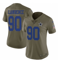 Women's Nike Dallas Cowboys #90 Demarcus Lawrence Limited Olive 2017 Salute to Service NFL Jersey