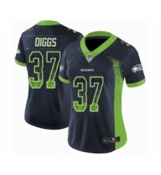 Women's Seattle Seahawks #37 Quandre Diggs Limited Navy Blue Rush Drift Fashion Football Jersey