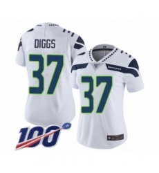 Women's Seattle Seahawks #37 Quandre Diggs White Vapor Untouchable Limited Player 100th Season Football Jersey