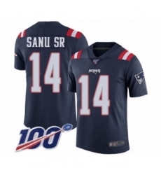 Men's New England Patriots #14 Mohamed Sanu Sr Limited Navy Blue Rush Vapor Untouchable 100th Season Football Jersey