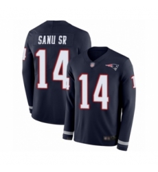 Men's New England Patriots #14 Mohamed Sanu Sr Limited Navy Blue Therma Long Sleeve Football Jersey