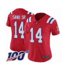 Women's New England Patriots #14 Mohamed Sanu Sr Red Alternate Vapor Untouchable Limited Player 100th Season Football Jersey
