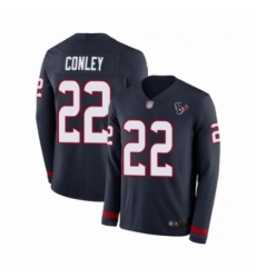 Men's Houston Texans #22 Gareon Conley Limited Navy Blue Therma Long Sleeve Football Jersey
