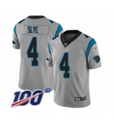 Men's Carolina Panthers #4 Joey Slye Silver Inverted Legend Limited 100th Season Football Jersey
