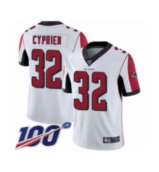 Men's Atlanta Falcons #32 Johnathan Cyprien White Vapor Untouchable Limited Player 100th Season Football Jersey