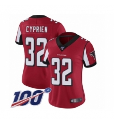 Women's Atlanta Falcons #32 Johnathan Cyprien Red Team Color Vapor Untouchable Limited Player 100th Season Football Jersey