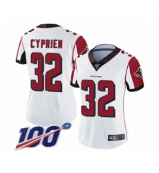 Women's Atlanta Falcons #32 Johnathan Cyprien White Vapor Untouchable Limited Player 100th Season Football Jersey