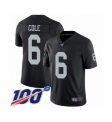 Men's Oakland Raiders #6 A.J. Cole Black Team Color Vapor Untouchable Limited Player 100th Season Football Jersey