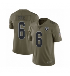 Men's Oakland Raiders #6 A.J. Cole Limited Olive 2017 Salute to Service Football Jersey