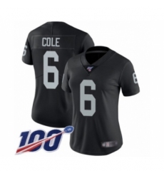 Women's Oakland Raiders #6 A.J. Cole Black Team Color Vapor Untouchable Limited Player 100th Season Football Jersey