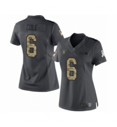 Women's Oakland Raiders #6 A.J. Cole Limited Black 2016 Salute to Service Football Jersey