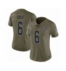 Women's Oakland Raiders #6 A.J. Cole Limited Olive 2017 Salute to Service Football Jersey