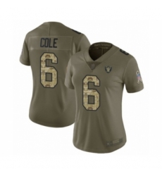 Women's Oakland Raiders #6 A.J. Cole Limited Olive Camo 2017 Salute to Service Football Jersey