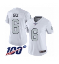 Women's Oakland Raiders #6 A.J. Cole Limited White Rush Vapor Untouchable 100th Season Football Jersey